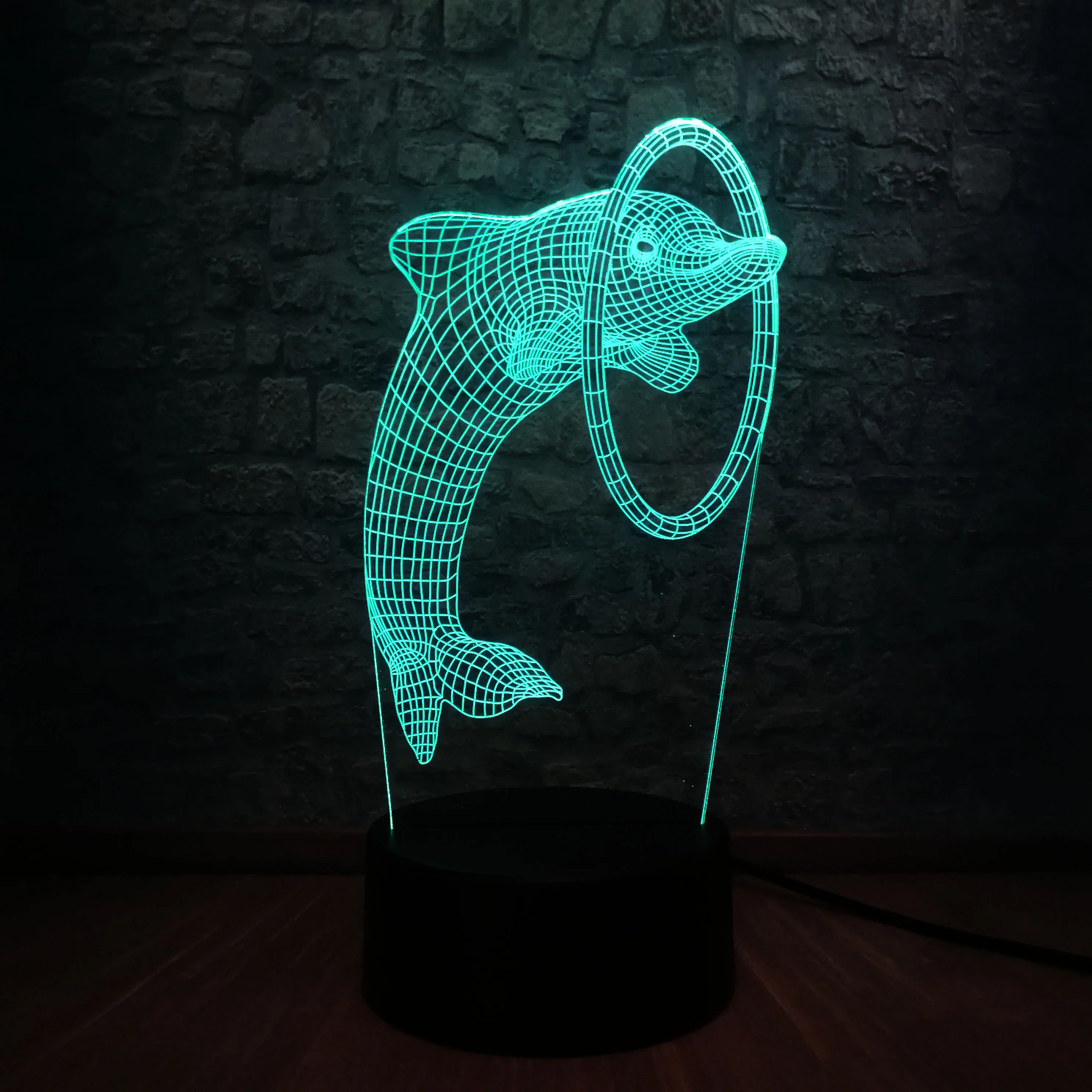 Активный животный 3D светодиодный USB лампа милый Дельфин прыжки Акула