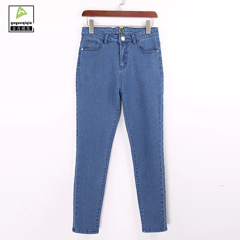 Push Up Джинсы для женщин Осенне-зимняя Дамская обувь на молнии мыть узкие длинные