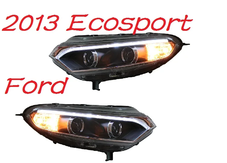 

2 шт. Автомобиль Стайлинг для Ecosport фары 2013 2014 2015, Ecosport головной свет DRL Биксеноновые линзы дальнего ближнего света парковка противотуманная ф...