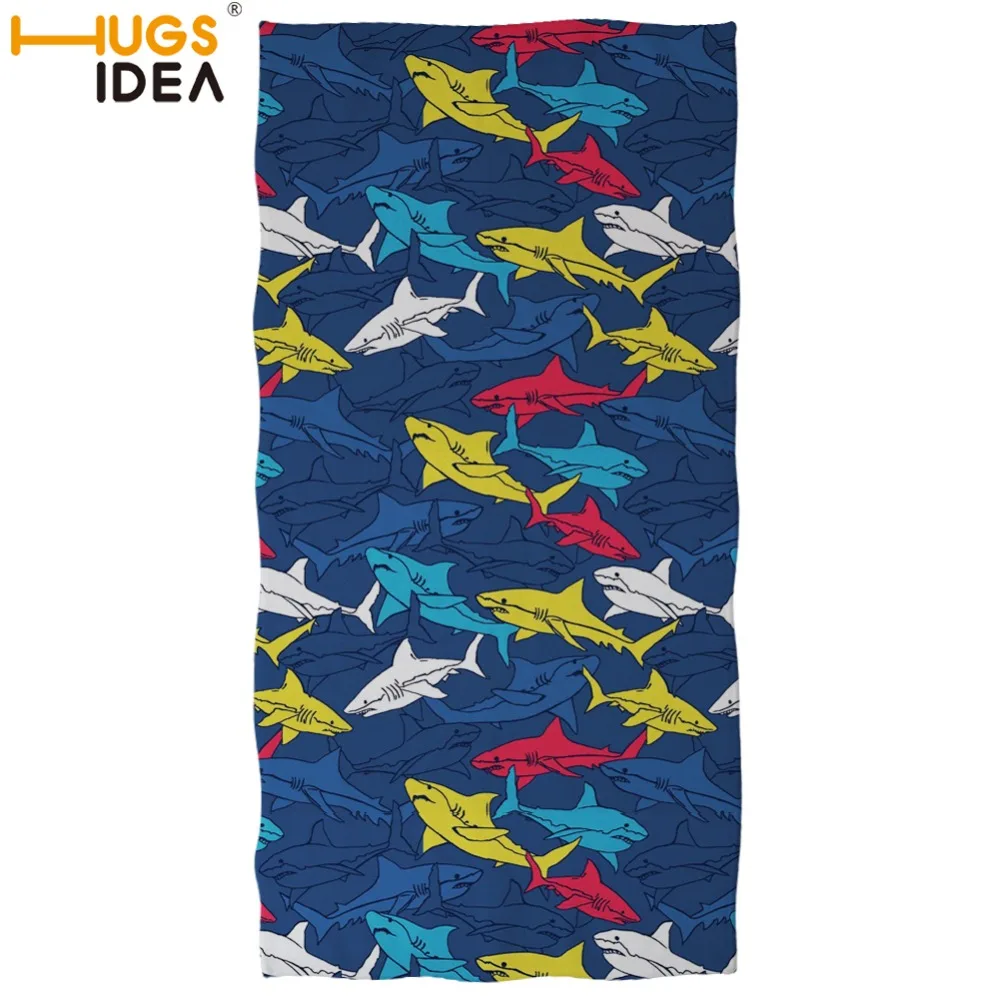 

Большое банное полотенце HUGSIDEA с красочным принтом акулы для взрослых, 75x150 см, хлопковое пляжное полотенце s, полотенце для лица 35x75 см, полоте...