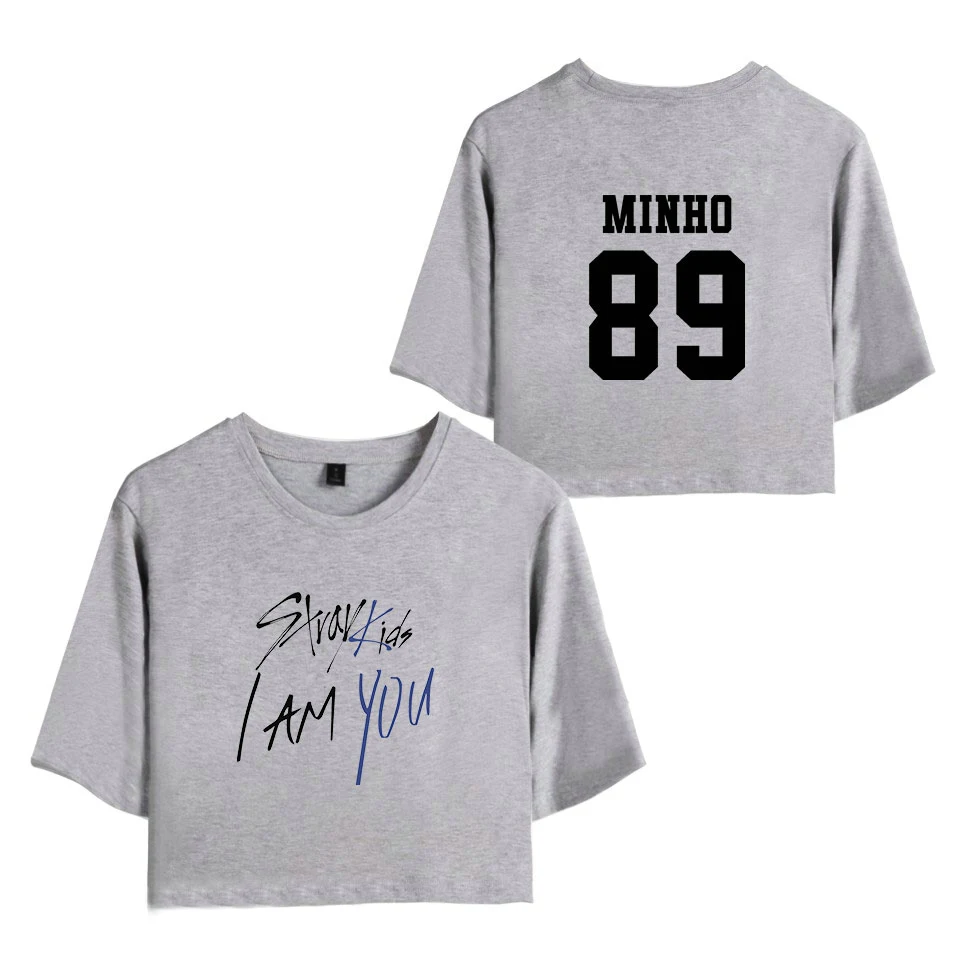 KELUOXIN Kpop StrayKids футболка с коротким рукавом I am YOU Album Crop Tops Женская Хип-хоп сексуальная открытая детская футболка с пупком