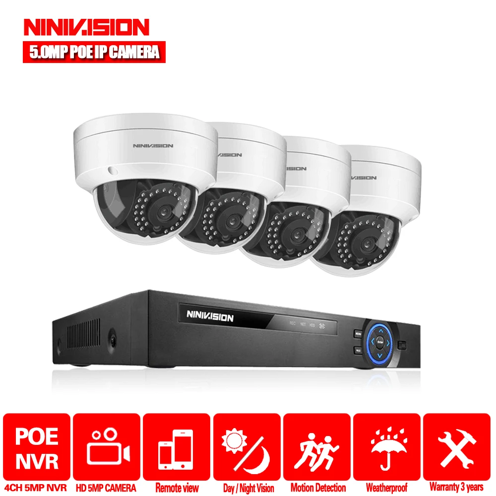 H.265 4CH 5MP 8CH 4.0MP POE NVR комплект системы видеонаблюдения 5MP ИК Купол Открытый POE IP камера P2P видео набор для наблюдения 2 ТБ HDD