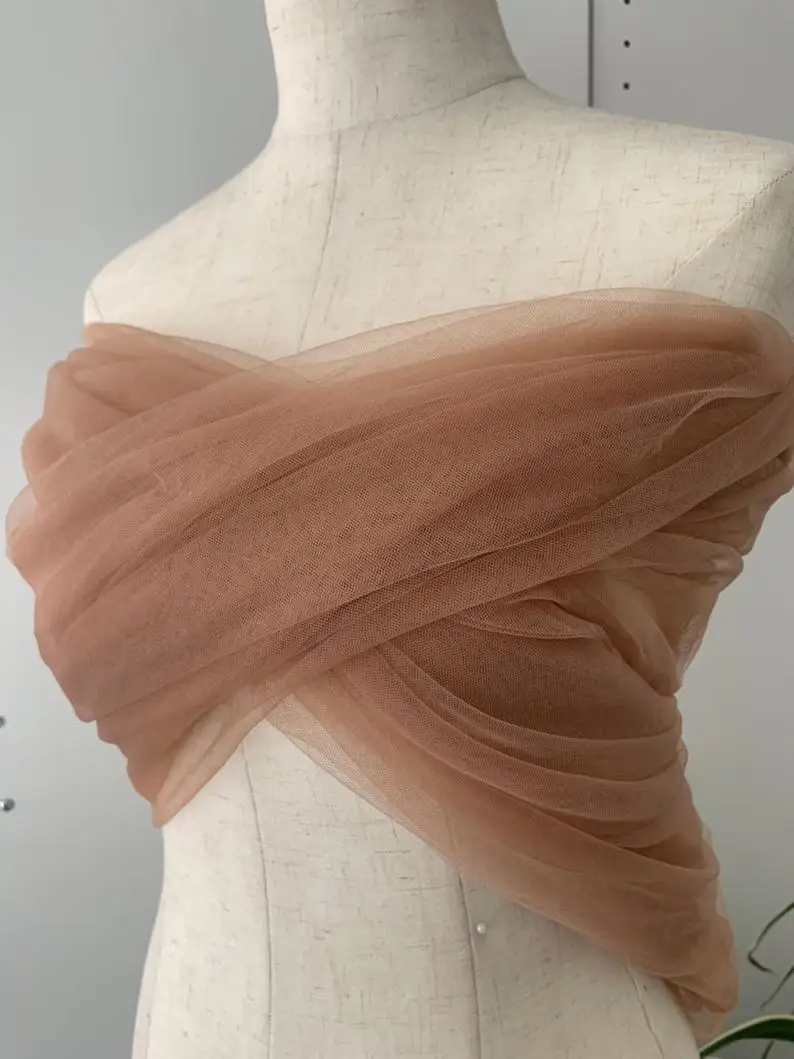 5 ярдов телесного цвета Тюлевая ткань светло-розового сетчатая кружевная для