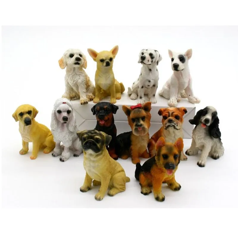 

12Pcs/set Cute Reality Famous Dog Statues Pet Puppy Animals Figurine Resin Art&Craft Home Garden Office Desktop Decoration R685