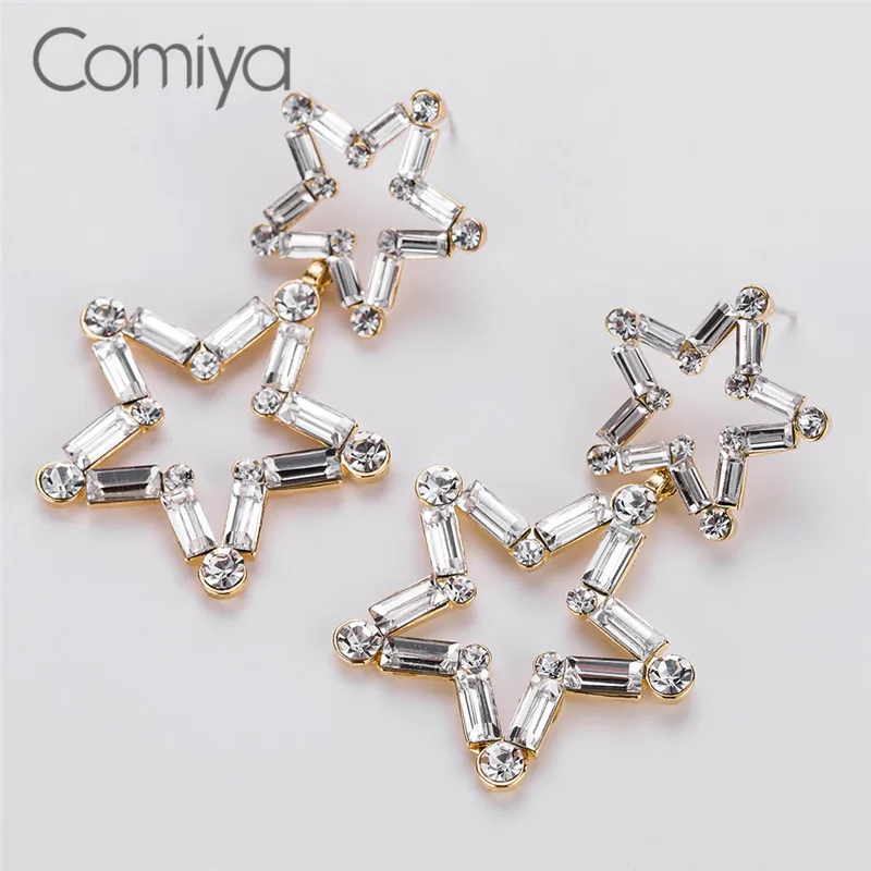 Comiya/брендовые серьги капельки со стразами и мозаикой из цинкового сплава