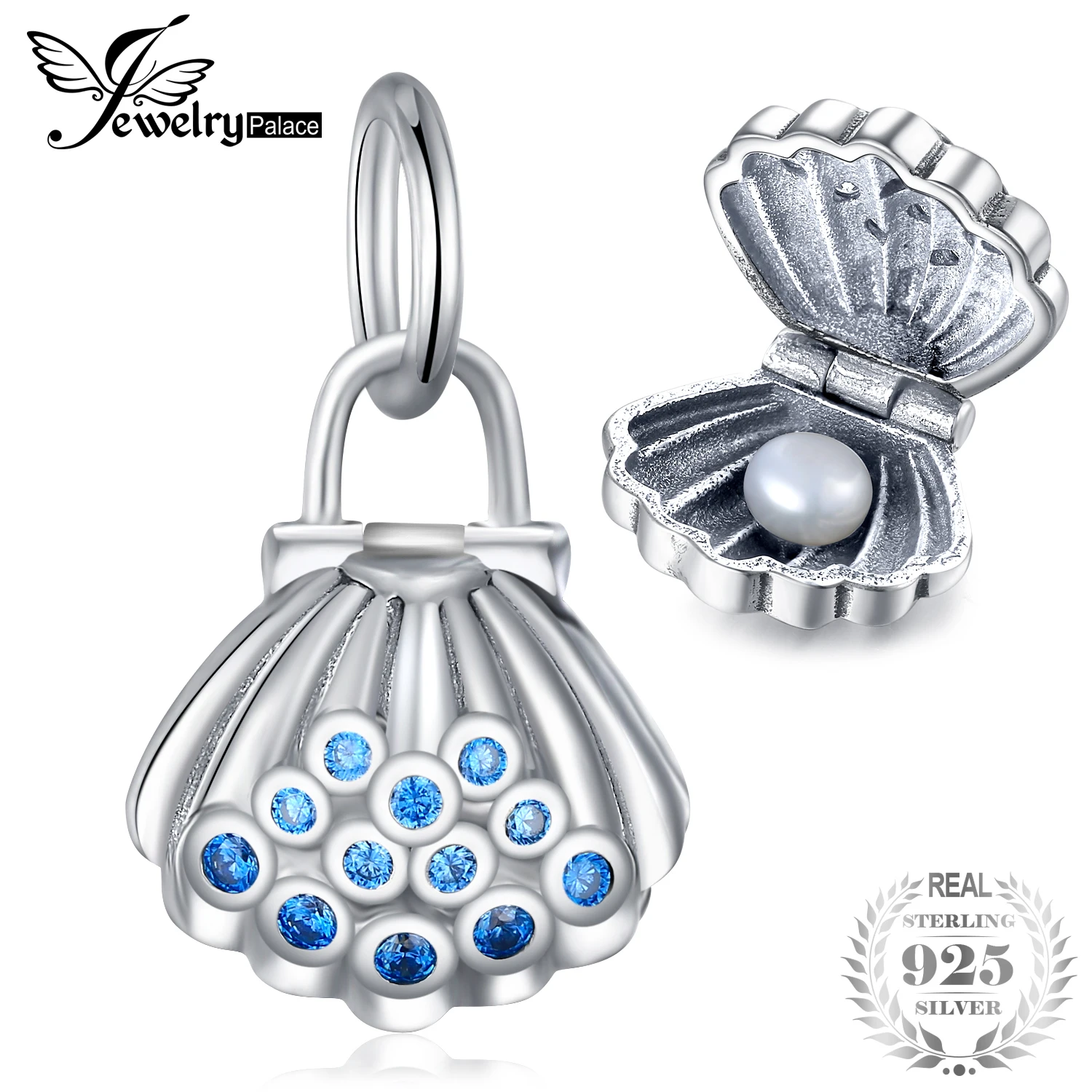 JewelryPalace 925 пробы серебро море животных открываемые в виде ракушки Oyster Clam Синий