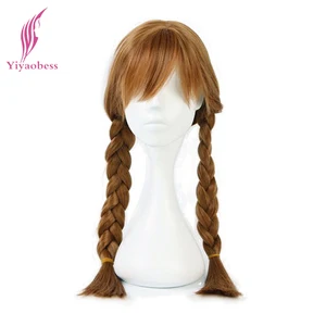 Yiyaobess 28 дюймов синтетический длинный коричневый блонд Анна Эльза Косплей парик с конским хвостом плетка термостойкие волосы парики