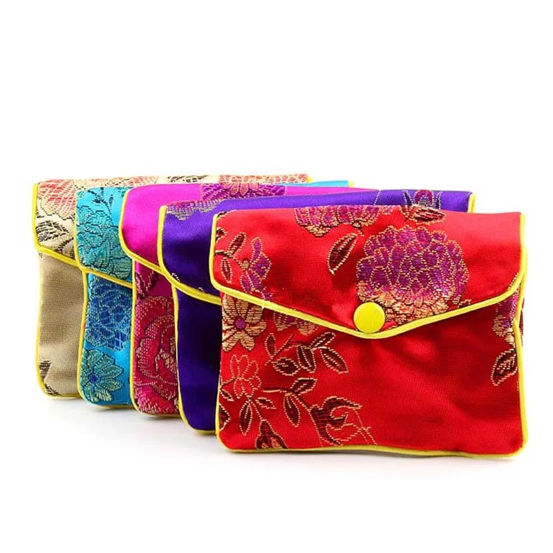

Mini Wallets Bags Vintage Small Floral Coin Purse Waterproof Cotton Fabric Women Small Square Change Pouch Card Holder