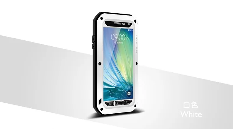Водонепроницаемый алюминиевый металлический чехол Love Mei Life для SAMSUNG Galaxy S6 S7 Note 3 4 5 A3 A5 A7 A8000 A9 Alpha Cover - Цвет: White