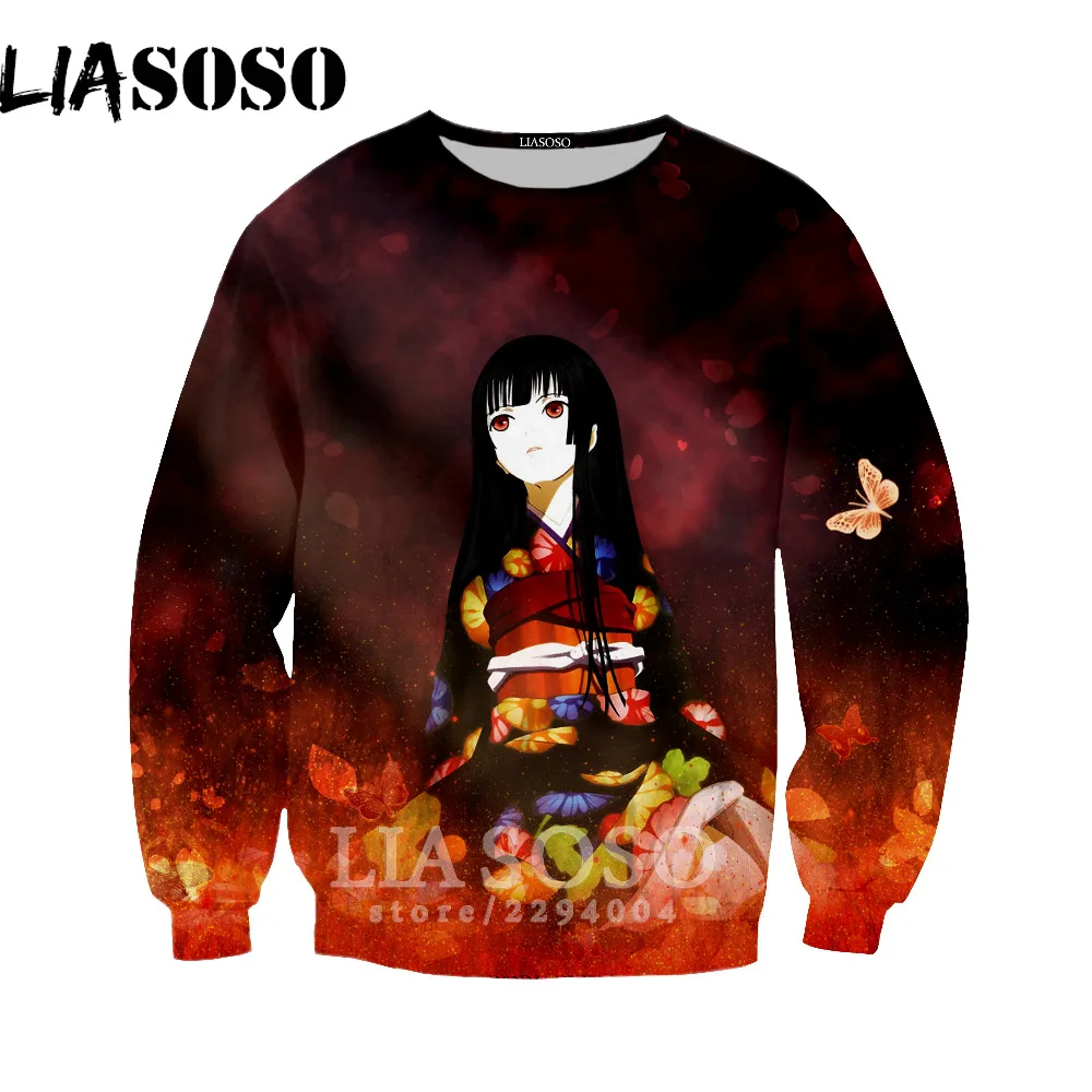 LIASOSO дзигоку сёдзё адская девочка Mioyosuka свитшоты Hell Girl 3D печать длинный рукав