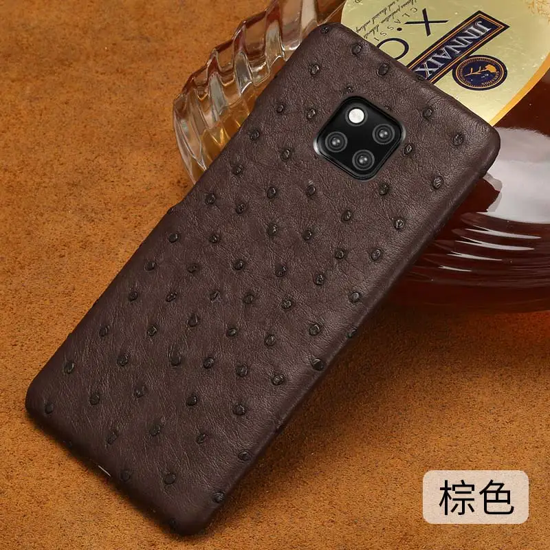 brown Чехол для телефона из натуральной кожи страуса для huawei P30 pro Lite P20 mate 20 Y6 Y9, роскошная задняя крышка для Honor 8X V20 20 Pro 9x10 10i - Цвет: brown