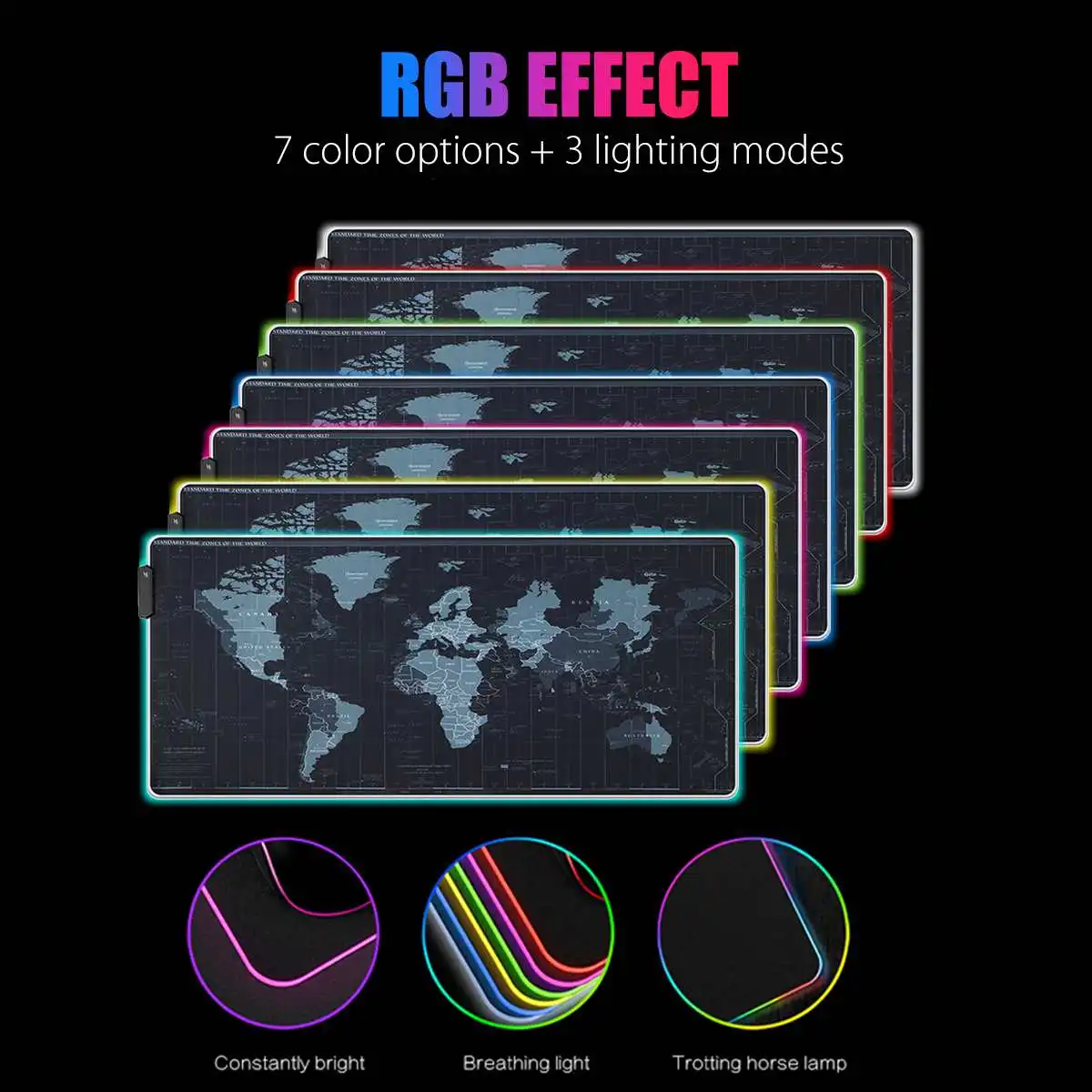 RGB игровой коврик для мыши геймер компьютер светодиодный освещение USB большой мир