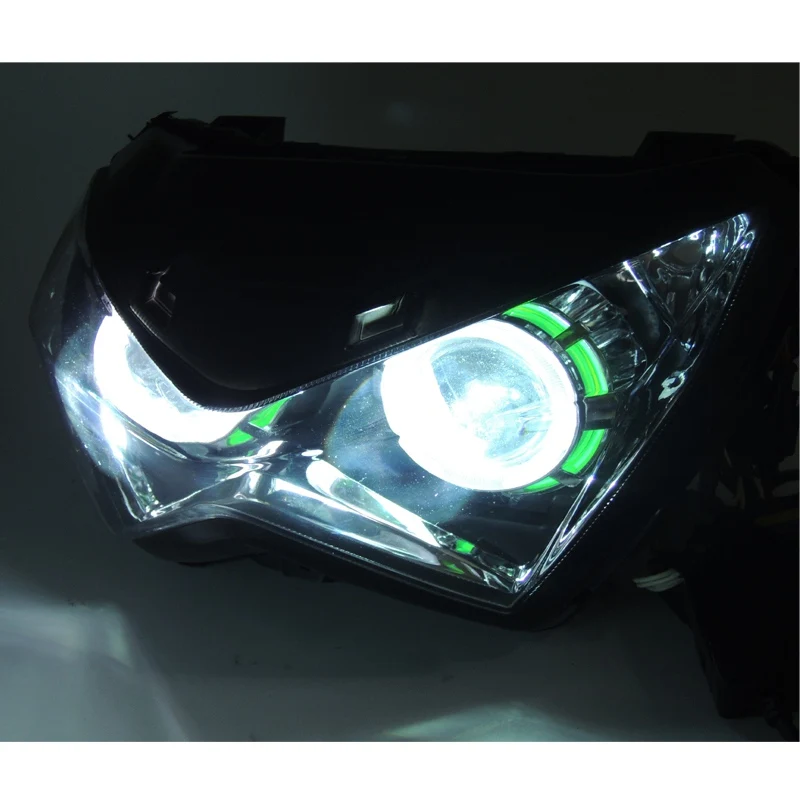 KEMIMOTO для Kawasaki Z800 Z250 Halo Eye HID проектор на заказ головной светильник ABS в сборе Z 250 Z 800 2013 головной светильник - Цвет: Green Light
