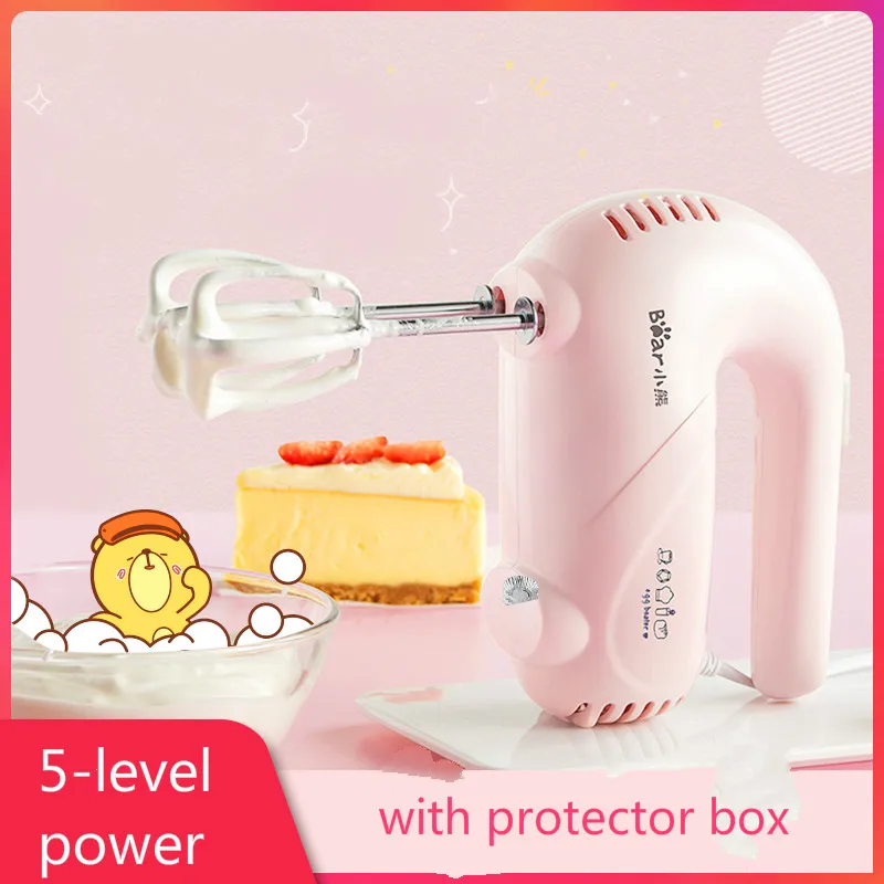 

Portable Electric Handheld Egg Whisk with Plastic Box Pink Egg Beater Baking Full Automatic Cake Mixer Mini Cream Beater