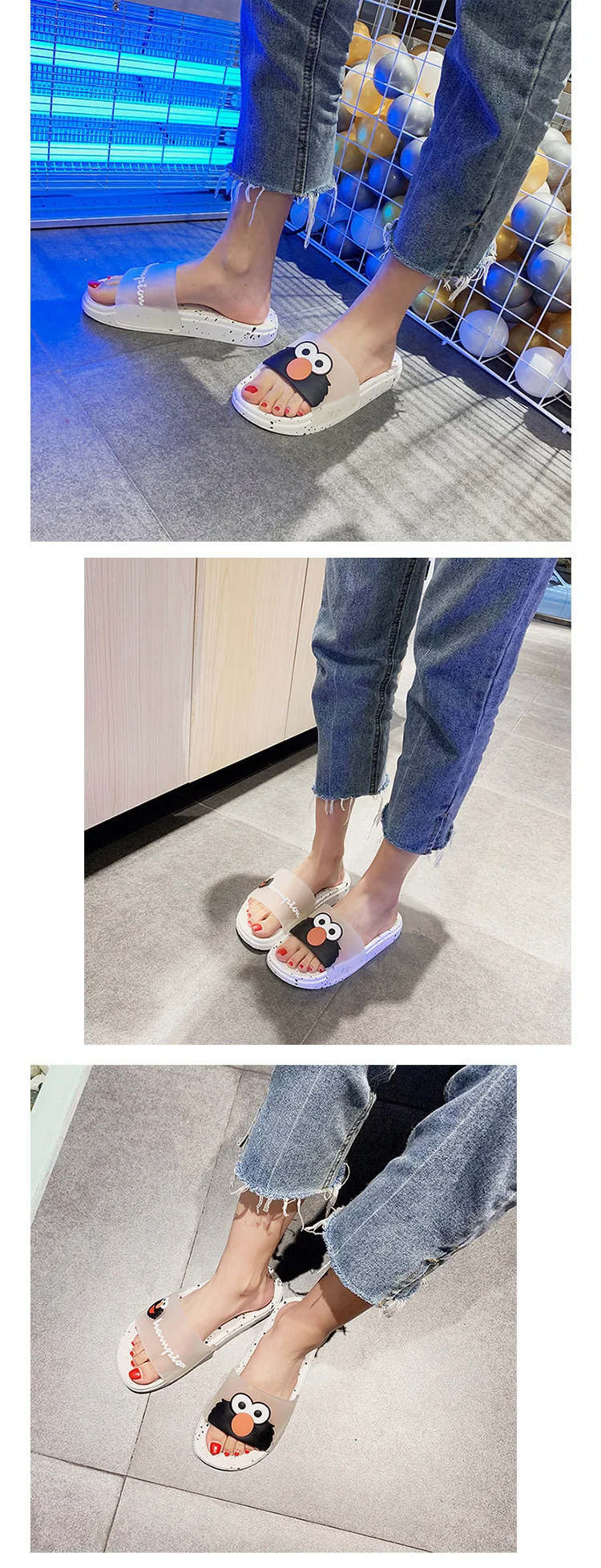 YIXIE/ модные женские шлепанцы; модные летние милые женские повседневные пляжные шлепанцы без застежек с героями мультфильмов; шлепанцы; домашняя женская обувь