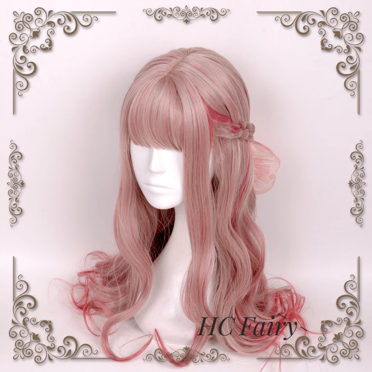Смешанный розовый длинный кудрявый волнистый объемный косплей для девочек кукла