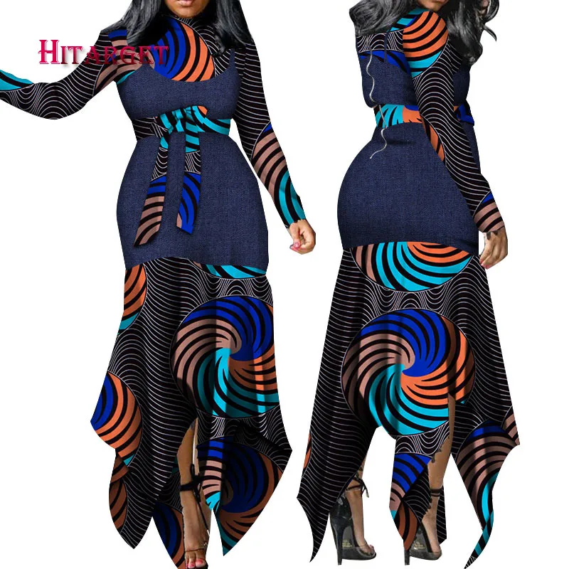 Женское платье с длинным рукавом в африканском стиле Bazin Riche элегантное модель