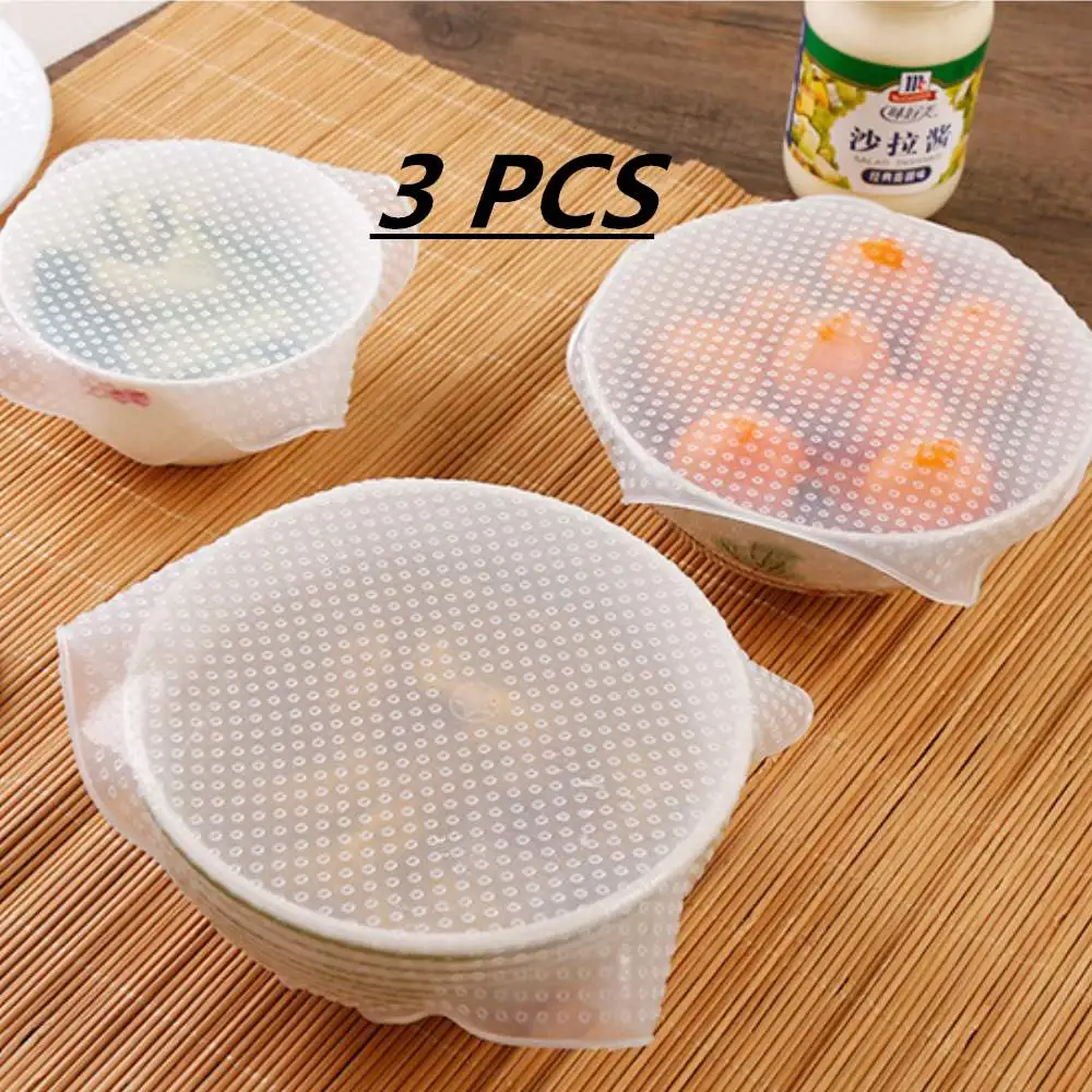 Silicone Cover 3pcs 6 шт/3 шт силиконовые стрейч многоразовые крышки пищевая упаковка Крышка для посуды Крышка для контейнера Saran Крышка для сохранения свежести кухонные аксессуары - Цвет: Silicone Cover 3pcs