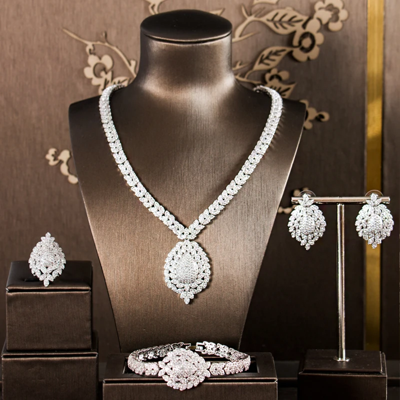 LANFLORA новый роскошный серебряный и золотой цвет кубический цирконий ювелирные