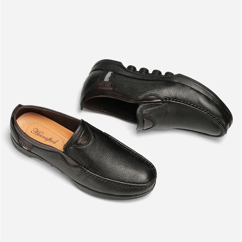 Мужская обувь повседневная коричневая из натуральной кожи без шнуровки 2018 г. #