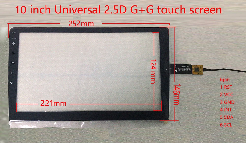 9 дюймов 10 2 дюйма I2C интерфейс Емкостный Универсальный 2.5D G + сенсорный экран для