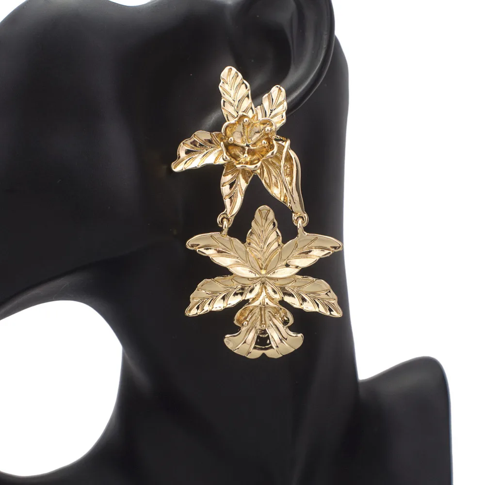 Серьги с металлическим цветком в индийском стиле роскошные серьги золотого