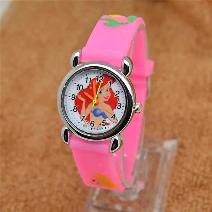 Бесплатная доставка Новые 3D Мультяшные детские часы милые Русалочки 1 шт./лот