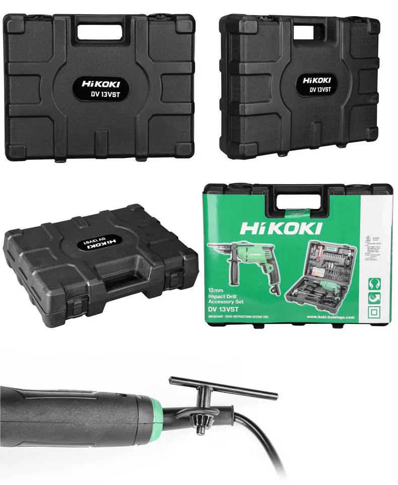 HIKOKI DV13VST Ударная дрель Hitachi Бытовая многофункциональная 13 мм ручная дрель набор коробка