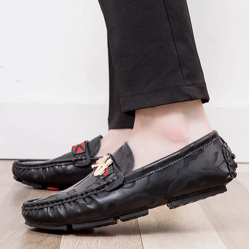 Мужские лоферы кожаные кроссовки на плоской подошве удобные мокасины для