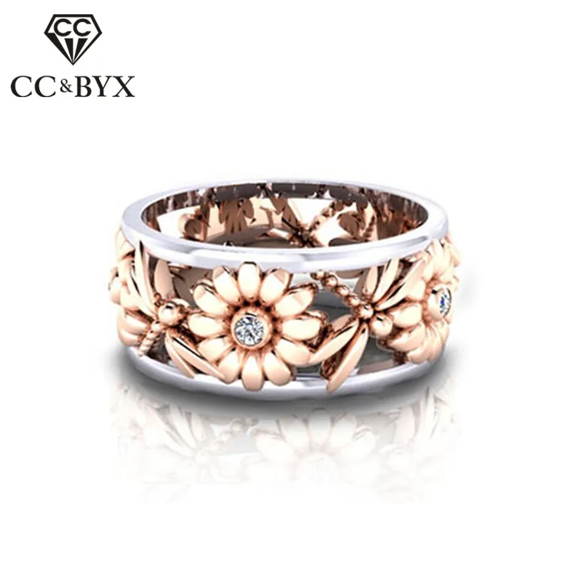CC модные ювелирные кольца для женщин креативные подсолнухи Женское Обручальное