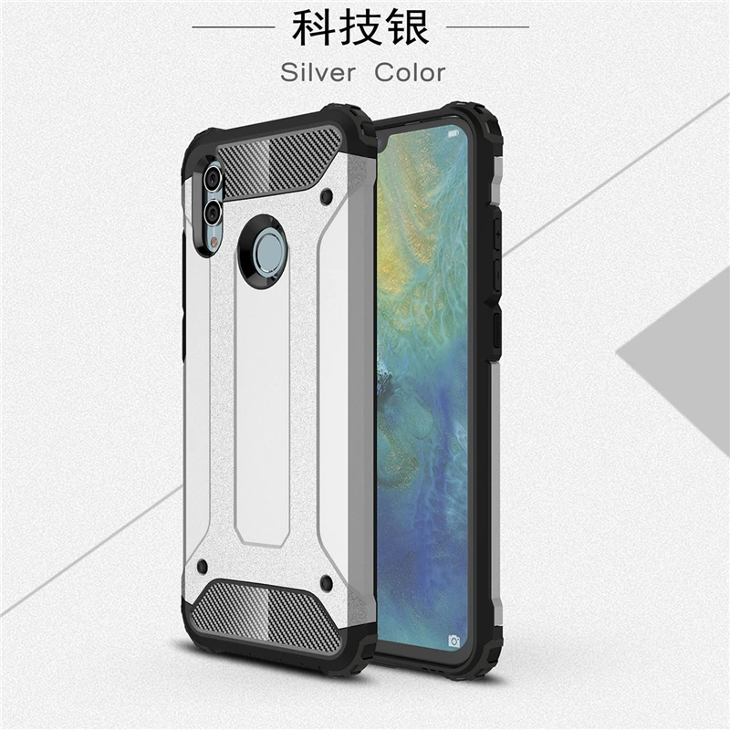 Silver Тяжелый бронированный чехол для huawei Honor 6X 6C 7C 7A Pro 8C 8A P Smart Plus Nova 3i 4 2 s lite тонкий гибридный жесткий чехол для телефона - Цвет: Silver