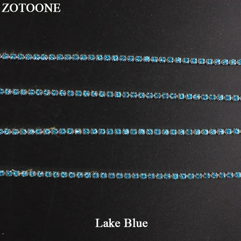 ZOTOONE SS10 1 ярд AB гвозди стразы на цепочке аппликация из страз DIY Кристалл отделка камни для одежды украшения Пришивные сумки для одежды - Цвет: lake-blue