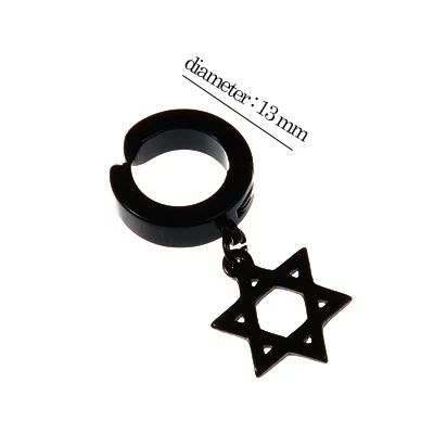 клипсы для ушей каффы серьги на ухо Каффа мужчин черный серебристый цвет титана