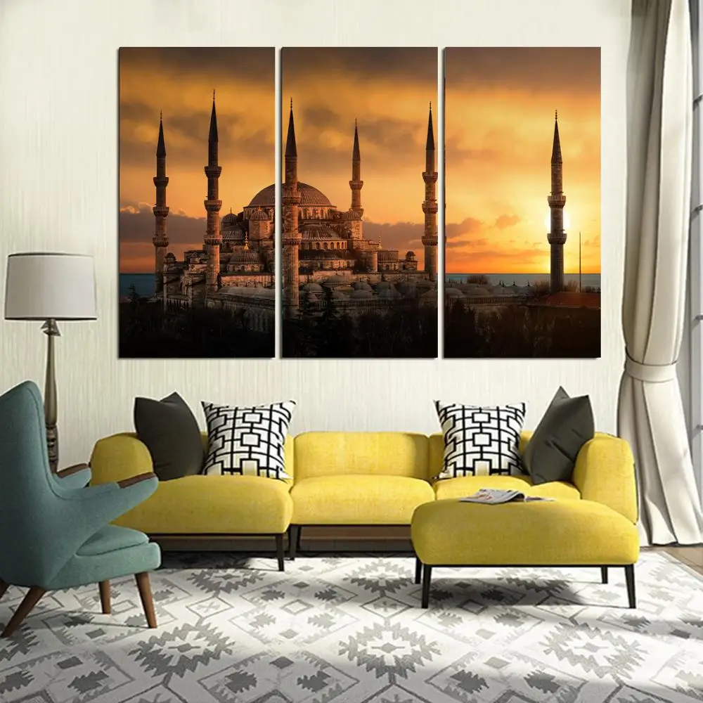 

Drop shipping 3 Panel printed painting City Painting Canvas Wall Art Picture Home Decoration Living Room Modern painting LS319
