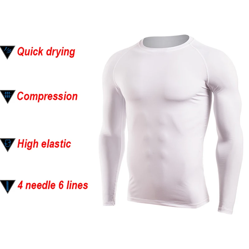Быстросохнущая эластичные компрессионные футболки для бега мужские спортивные