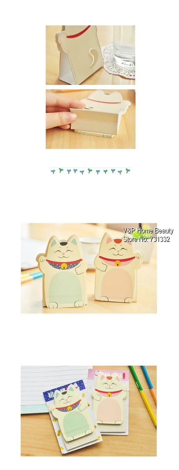 6 шт./лот Kawaii fortune Cat memo pad Table Posti notes Канцтовары офисные принадлежности Школьные