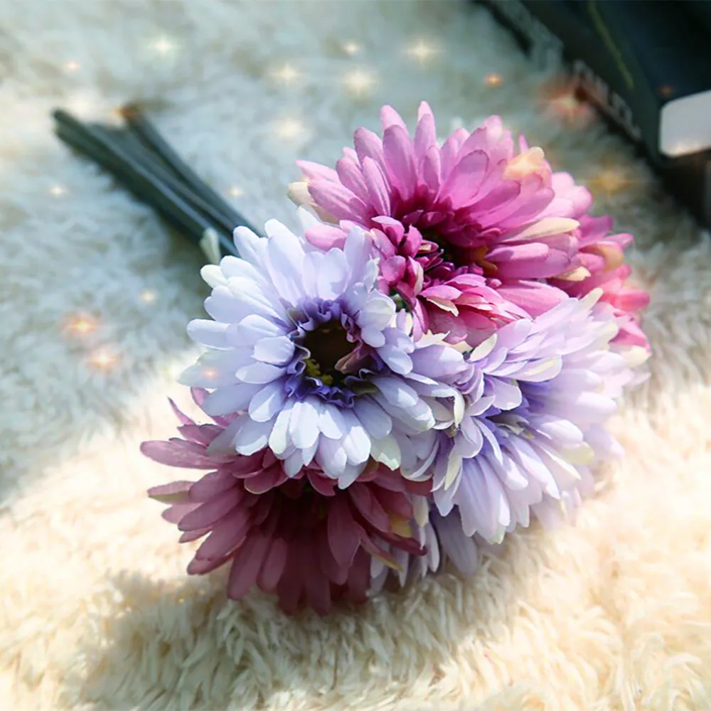 Искусственные цветы из пластика искусственные Гербера для дома свадебный букет