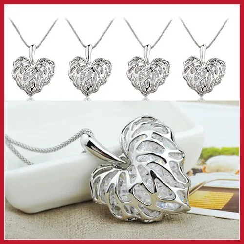 bottomprice Women Long Necklace New Hollow Leaves Love Zircon Sweater Chain Pendant Save up to 50% | Украшения и аксессуары