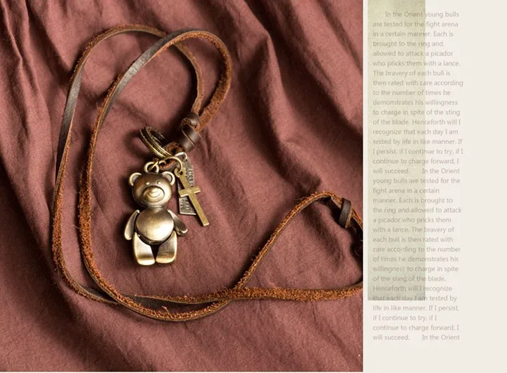 Милые Женщины Jewelry колье ожерелья и кулоны, натуральная кожа медведь кулон, колье, ожерелье женщин ожерелье Mujer Colar feminino