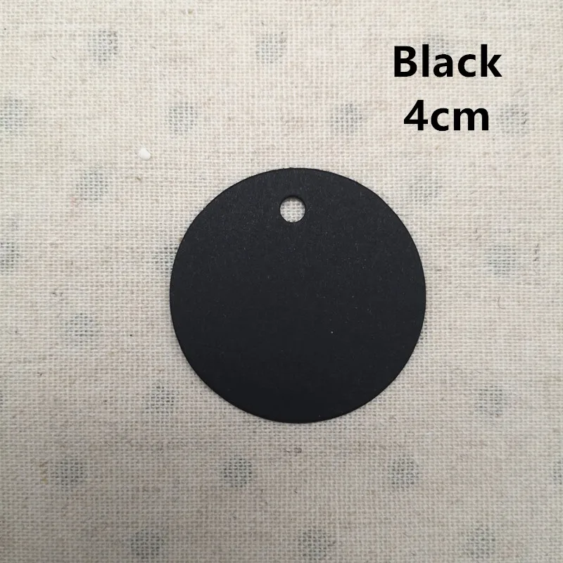 Black 4 cm 100 шт крафт несколько размеров бумажные бирки круглые багажные банкноты свадебные пригласительные карты Пустые Подарочные ценники бирки Рождественский Декор - Цвет: Black 4 cm