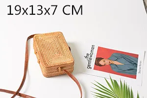 Box 19x13x7cm Пляжные сумки из ротанга, новинка, летние соломенные сумки, сумочки ручной работы, женские сумки через плечо, тканые сумки в стиле бохо - Цвет: Box 19x13x7cm