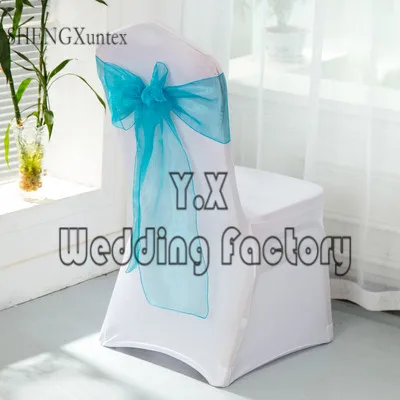 Белый чехол для стула из спандекса по низкой заводской цене 50 шт. + ленты органзы