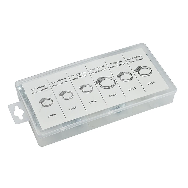 New Hot 34Pcs Hose Clamp Set With Storage Box Assorted Driver Jubilee Clip Tool Kit Hardware Accessories | Обустройство дома
