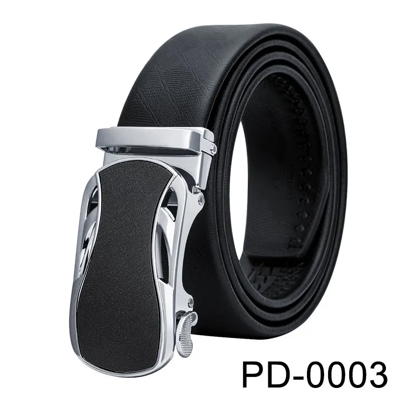 PD-0003-DE-A Hi-Tie мужской ремень из натуральной кожи для мужчин s качество модная Серебряная Пряжка ремень черный известный бренд cinturon hombre 160 см - Цвет: PD-0003-DE-A