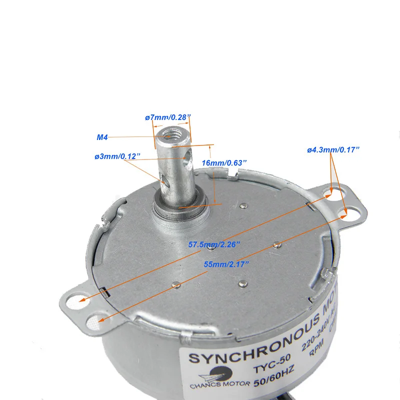 TYC-50 Turntable motor Synchronous Motor 220V AC 2.5-3RPM CW/CCW Torque 8Kg.cm 4W for Electric Fireplace | Обустройство дома