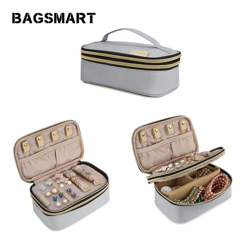 BAGSMART женская сумка для путешествий ожерелья браслета сережки двухслойный