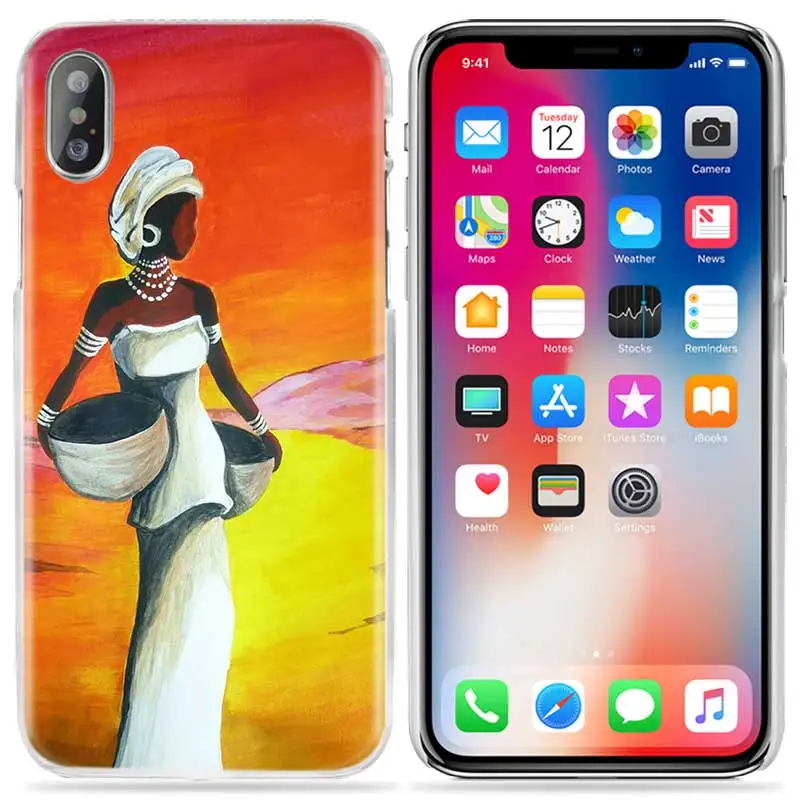 Африканская женщина чехол для iPhone XS Max XR X 10 7 7S 8 6 6S Plus 5S SE 5 4S 4 5C 11 Жесткий PC Пластиковый чехол для телефона Coque Fundas Capa