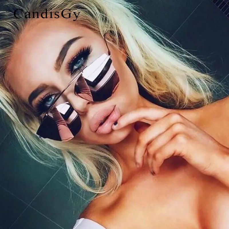 Женские и женские зеркальные солнцезащитные очки кошачий глаз с одним мостом