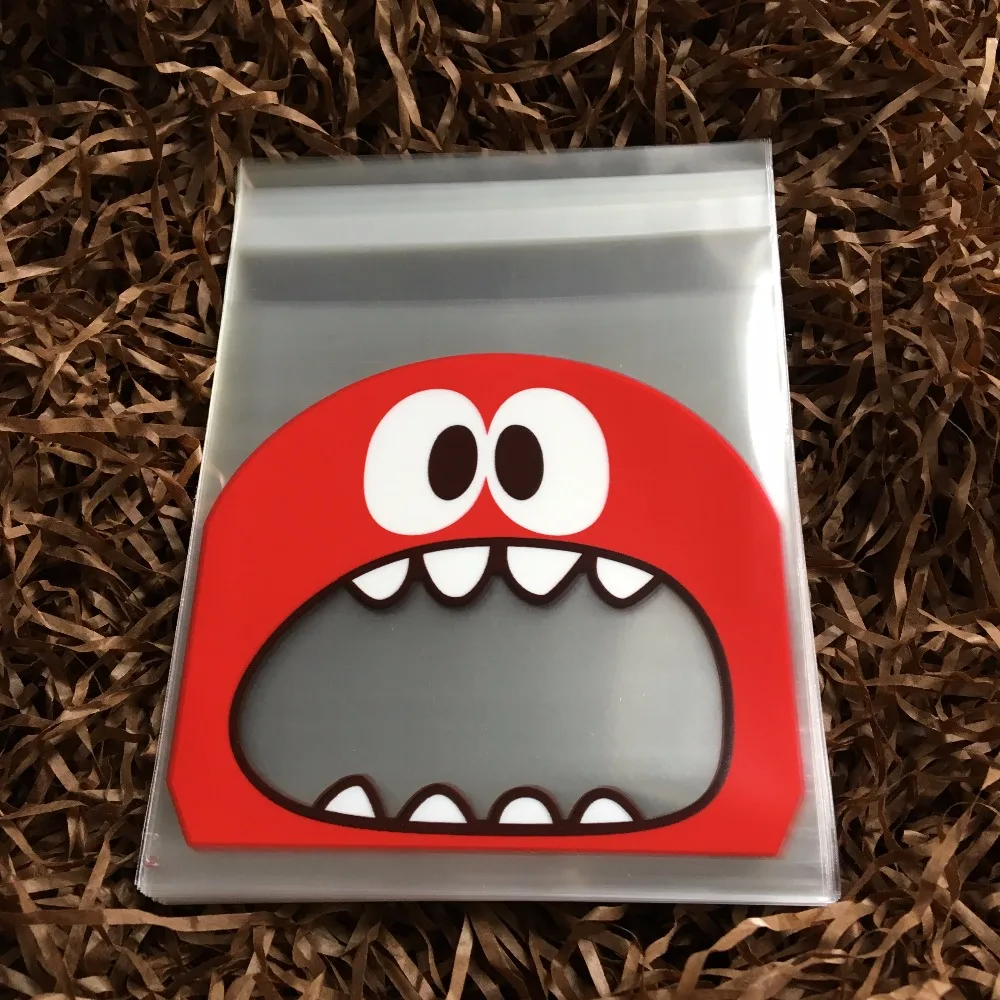 100 шт./лот красный маленький монстр конфеты печенья мешки самоклеющиеся