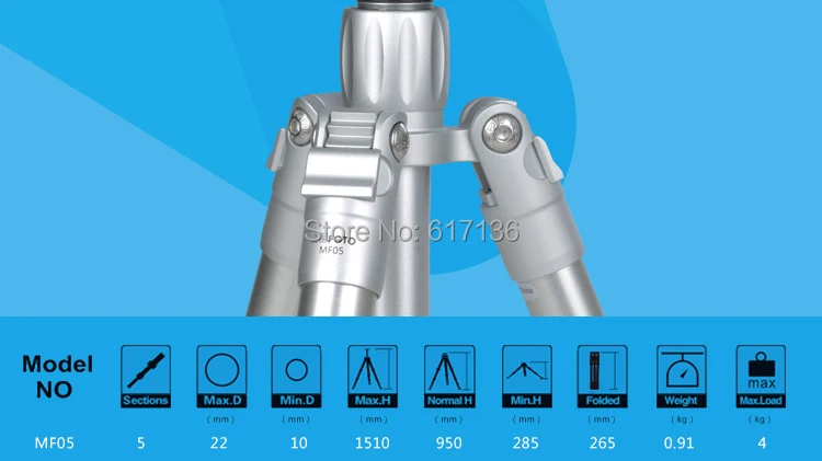 MeFoto MF05 штатив Reflexed монопод селфи палка мини портативный штатив для камеры с шаровой головкой 5 секций DHL